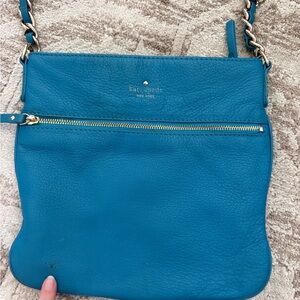 kate spade Teal Blue Leather Crossbody Bag with Chain Strap